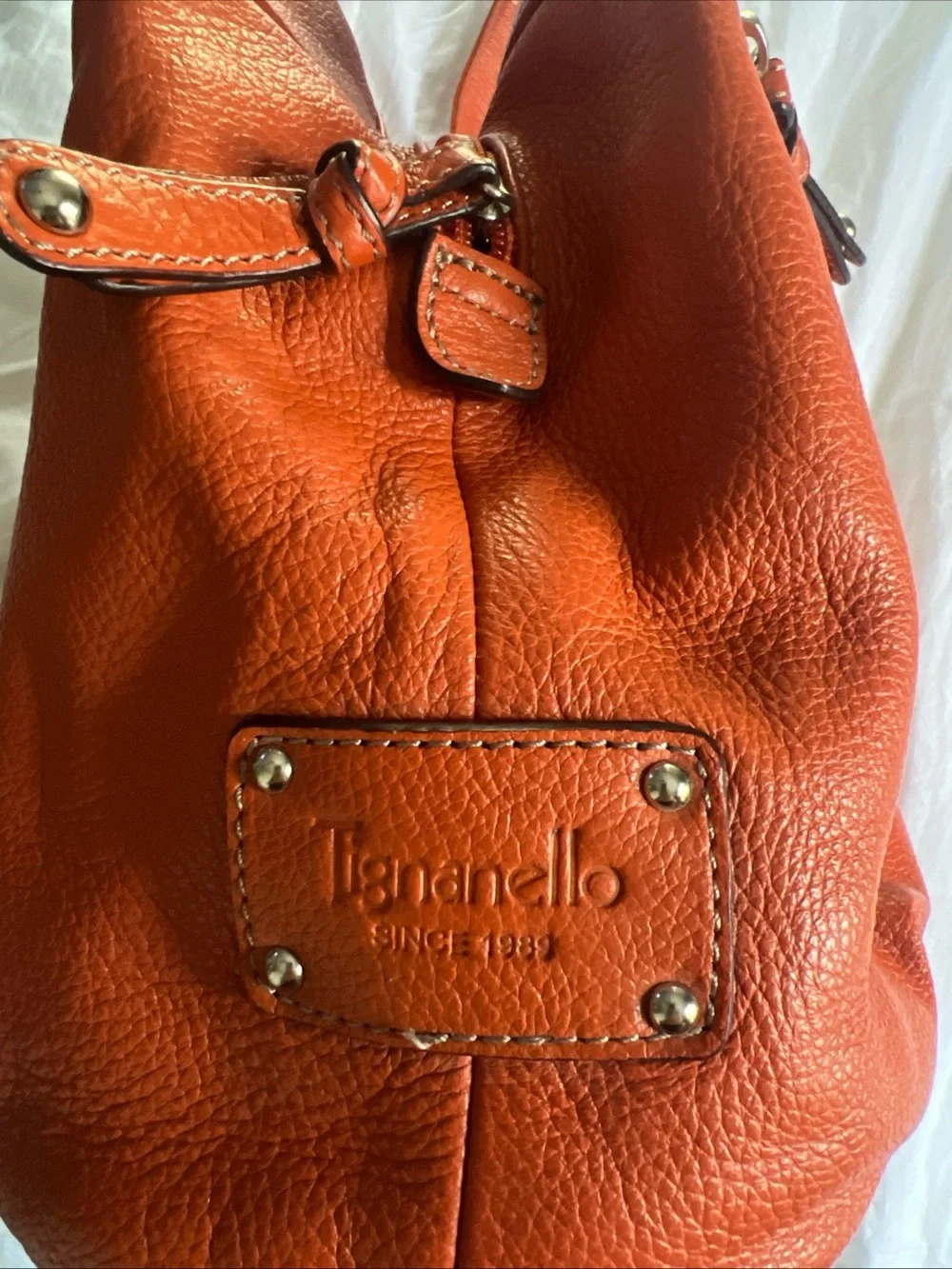VTG Tignanello BRICK Leather Shoulder Bucket Bag Hobo EUC Almost Fall Ya All